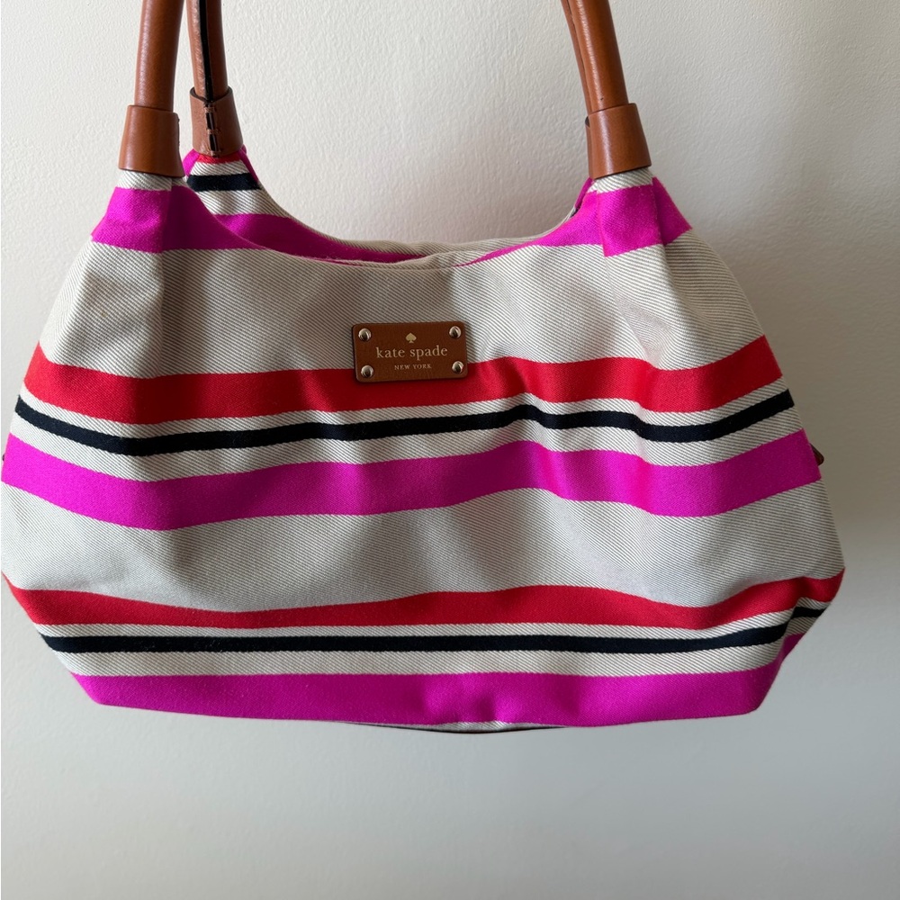 Kate Spade Oak Island Stripe Canvas Stevie Satchel Bag